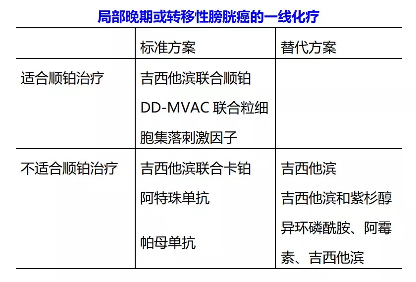 局部晚期或转移性膀胱癌的一线化疗